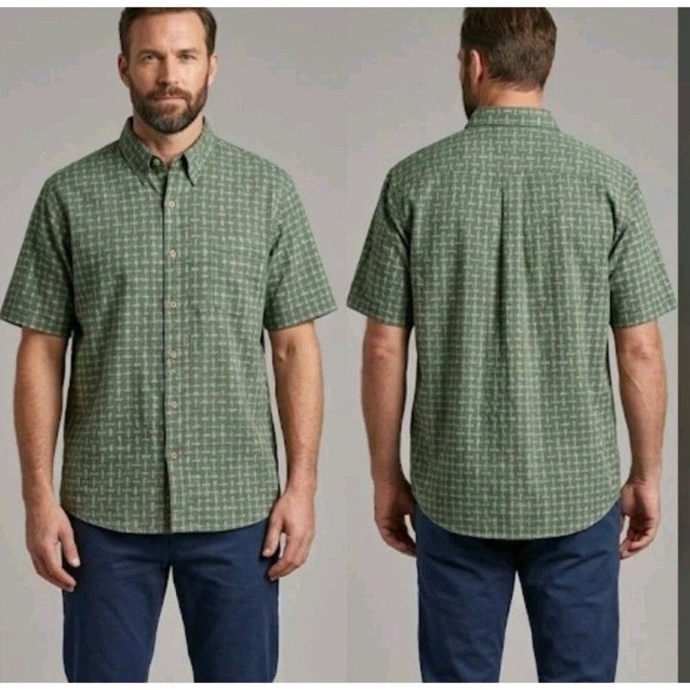 Gloster Men's Large Green Button Short Sleeve The Australian Made Shirt New